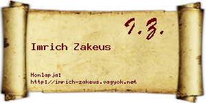 Imrich Zakeus névjegykártya